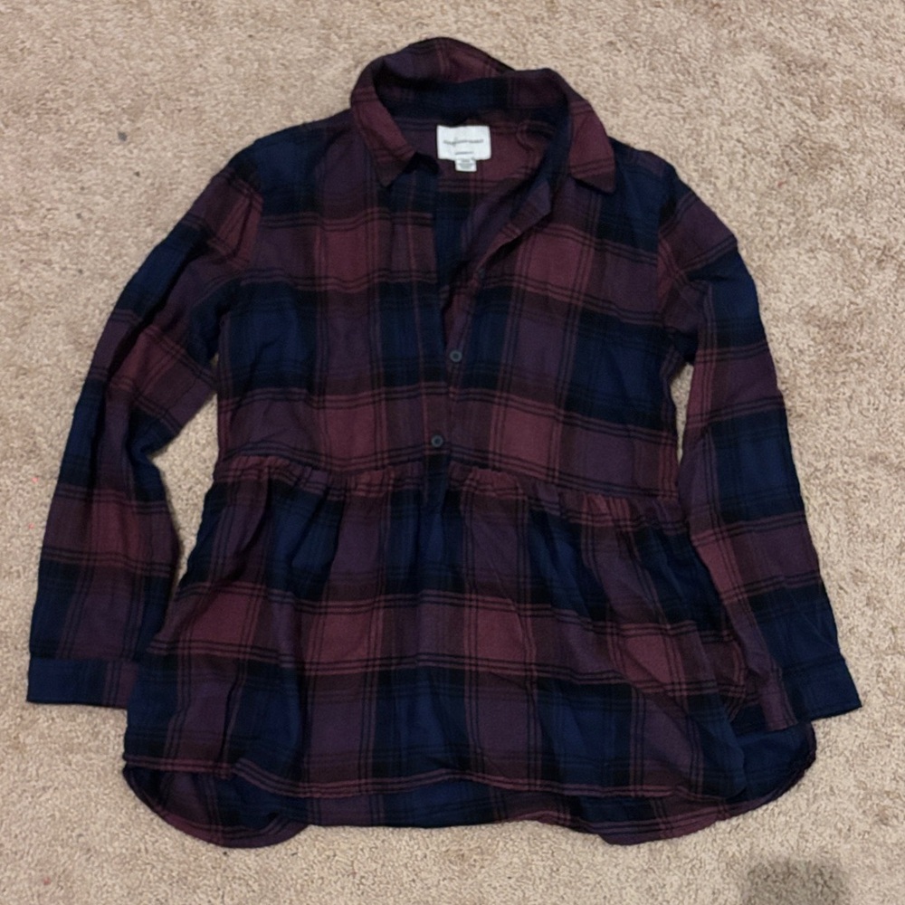 American Eagle Flannel Peplum top/blouse
